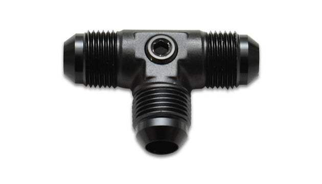 Vibrant -8AN to -8AN male tee adapter fitting with 1/8 inch NPT port, stainless steel hose fitting for automotive and hydraulic use