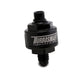 Turbosmart billet turbo oil feed filter with black finish, 44-micron pleated disc, AN-4 male to AN-4 ORB fitting for turbo systems