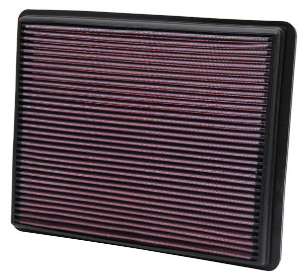 K&N Engineering drop-in air filter for 2002-2004 Cadillac, 1999-2010 Chevy/GMC pickups, and 1999-2001 Jeep with pleated filter media