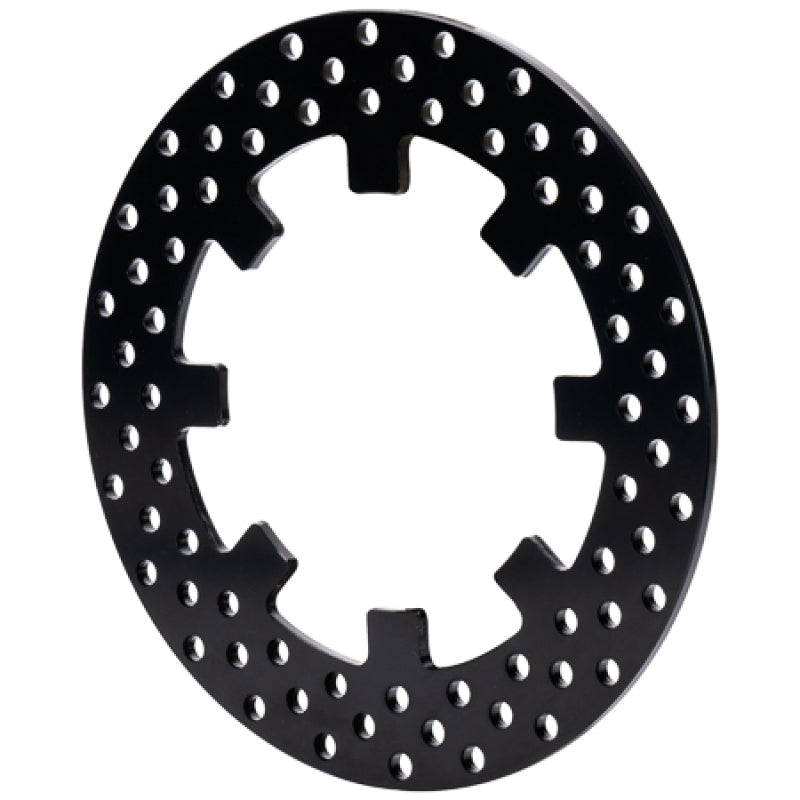 Wilwood 11.25-inch drilled steel brake rotor with 8 on 7.18 bolt pattern and snap ring for 2-piece brake system.