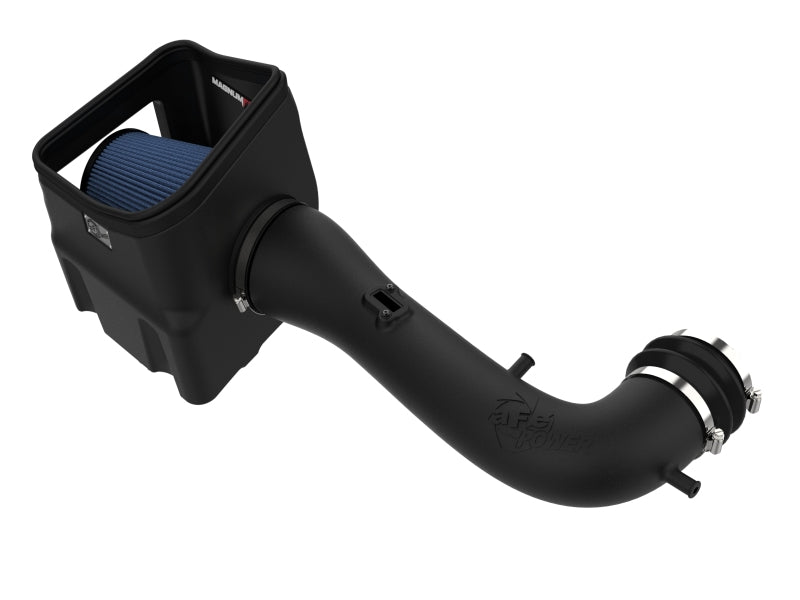 aFe MagnumFORCE Stage-2 Pro 5R cold air intake for 2014-2019 GM Silverado and Sierra 1500 V8 engine, with filter and intake tube visible.