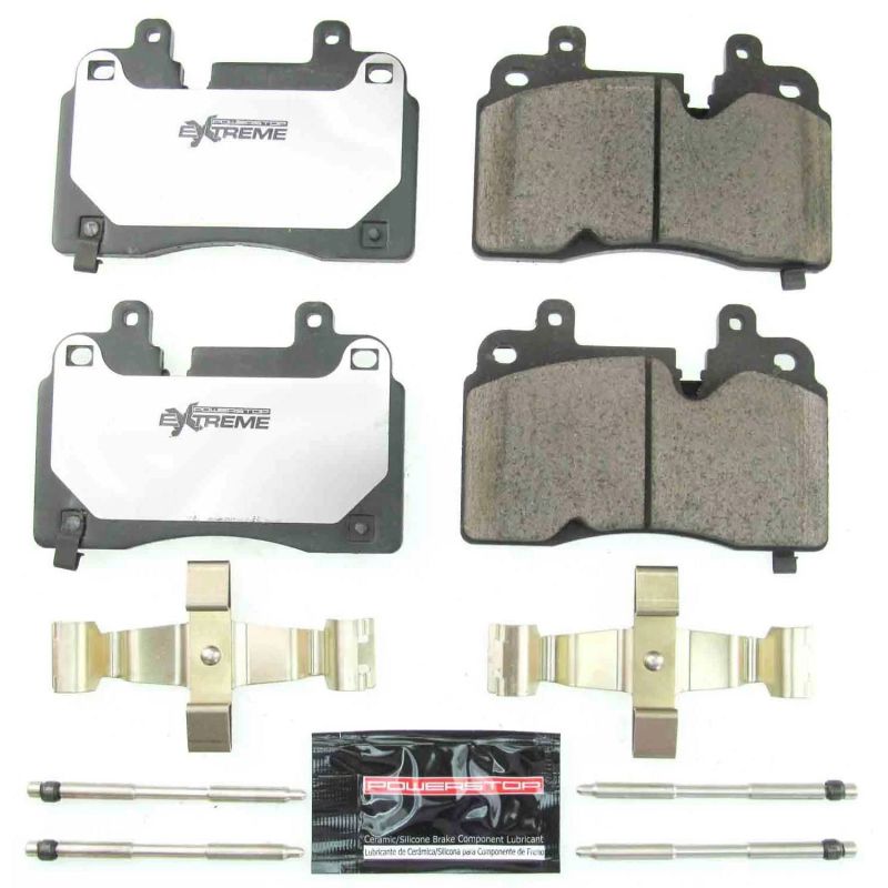 PowerStop Z26 Extreme Street brake pads for 2020 Chevrolet Corvette front performance brake system with hardware.