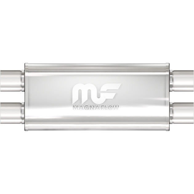 MagnaFlow Mag SS muffler with 18x5x8 inch dimensions and dual outlets, designed for enhanced exhaust performance.
