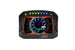 AEM CD-5LG carbon digital dash gauge with internal 10Hz GPS and antenna, showing a sleek, modern digital display panel.