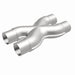 Magnaflow Smooth Trans X 2.25-inch stainless steel X pipe for exhaust systems, shown in a close-up image.
