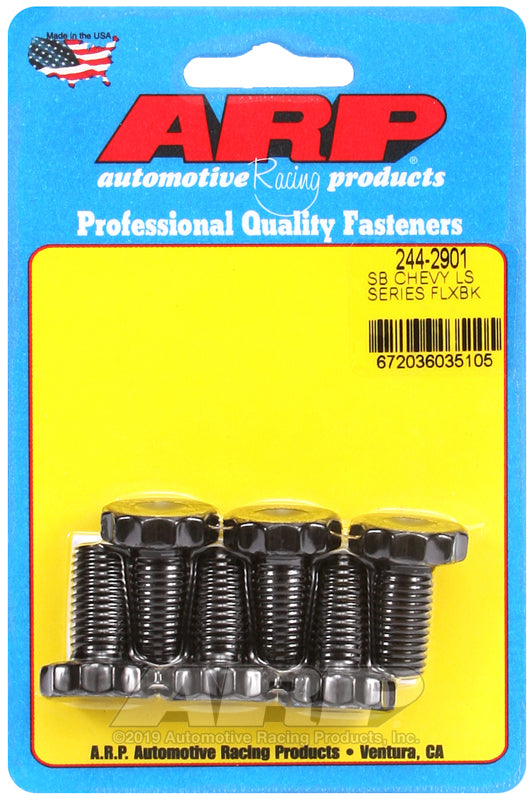 ARP Chevrolet LS Gen III/IV 0.880in UHL Flexplate Bolt Kit with 3/4 inch 12pt socket showing bolts and packaging.