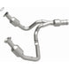 MagnaFlow direct fit catalytic converter for 2015 GMC Yukon XL V8 6.2L engine, showing the metallic converter with inlet and outlet pipes.