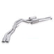 Stainless Works catback exhaust system for Chevy Silverado and GMC Sierra 2007-16 with passenger rear tire exit, stainless steel finish.