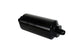 Aeromotive in-line fuel filter with AN-6 male fitting, 10 micron microglass element in bright dip black finish.