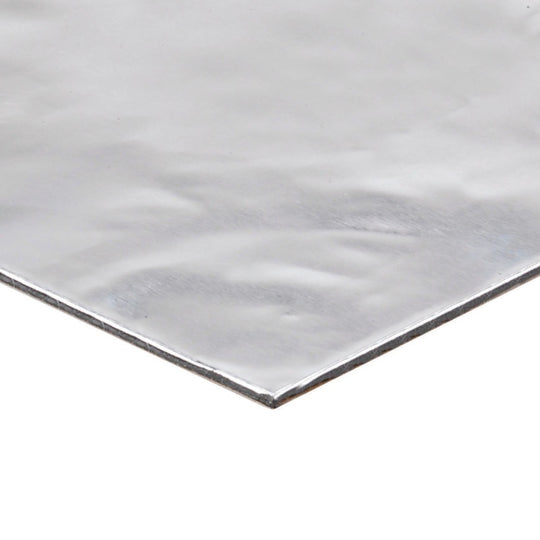 DEI Boom Mat damping thermal wrap sheets, 12.5x24 inches, 2mm thick, shown in image, used for sound and heat insulation in vehicles.
