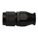 DeatschWerks 6AN female swivel straight hose end fitting with PTFE and olive insert, matte black anodized finish.