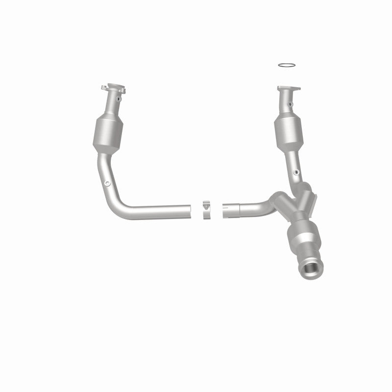 MagnaFlow direct fit catalytic converter for 2015 GMC Yukon XL V8 6.2L engine, showing the stainless steel component and mounting points.