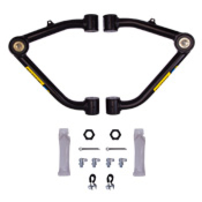 Bilstein front upper control arm kit for 2007-2016 Chevy Silverado 1500 and GMC Sierra 1500 trucks, showing control arm components.