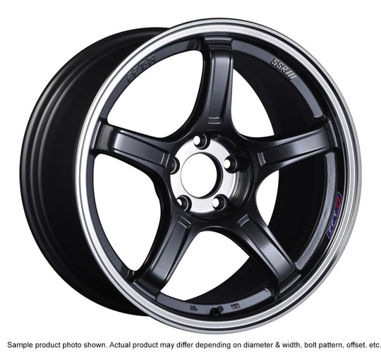 SSR GTX03 18x9.5 black graphite cast wheel with 5x100 bolt pattern and 38mm offset, showcasing a sleek automotive wheel design.