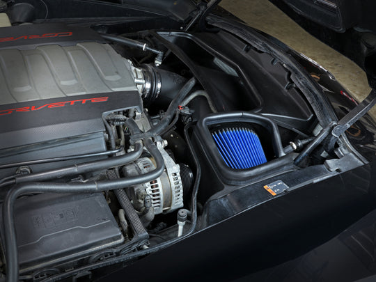 aFe POWER Magnum FORCE Stage-2 Pro 5R cold air intake system for Chevrolet Corvette C7 V8-6.2L engine, featuring high-performance air filters