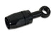Vibrant black aluminum -8AN banjo hose end fitting with M14 or 9/16 inch banjo bolt for automotive fluid connections.