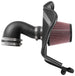 K&N 57 Series FIPK cold air intake kit installed in a 2016-2017 Chevrolet Camaro I4 2.0T engine, showing the air filter and intake tubing.