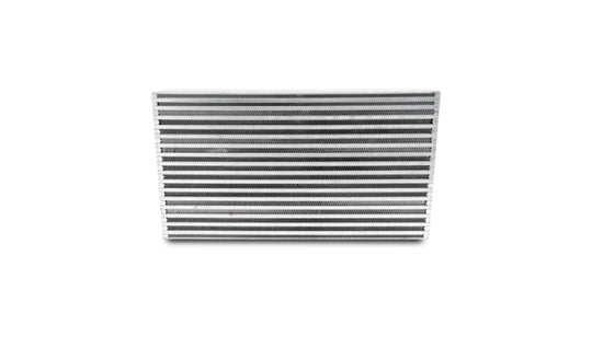 Vibrant air-to-air intercooler core, 22x11.8 inches, 4.5 inches thick, with finned cooling surface and end tanks for turbocharged engines.