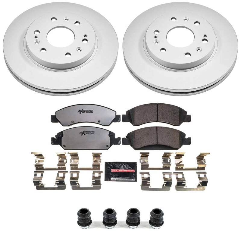 PowerStop Z36 coated brake kit for front of Cadillac Escalade 2008-2020, designed for truck and tow performance.