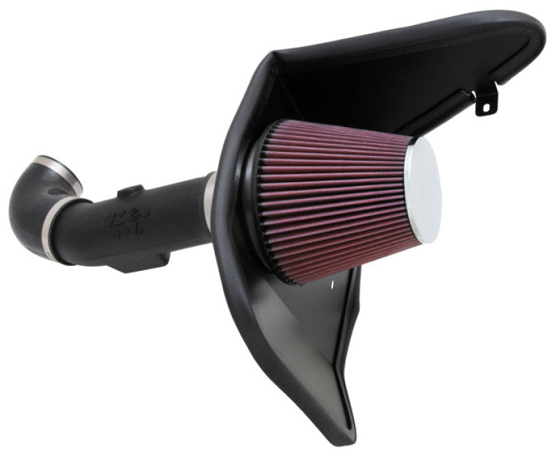 K&N Engineering Chevy Camaro V6 3.6L cold air intake kit with high-flow filter and intake tubing, designed for performance upgrades.
