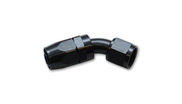 Vibrant -10AN 45-degree elbow hose end fitting, high-performance automotive fitting with durable metal construction and smooth finish.