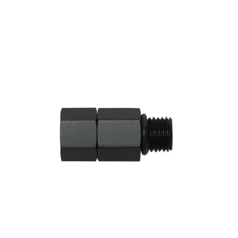 DeatschWerks 4ORB male to female check valve for automotive fuel systems, with DW810 male inlet connection.