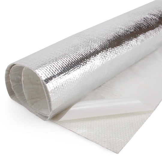 DEI Heat Screen 36x40 inch thermal wrap with reflective Mylar and glass fiber matting, adhesive backing for heat insulation.