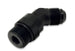 Vibrant black -10AN male to male 45-degree straight adapter fitting, anodized black finish, designed for high-performance hydraulic systems.