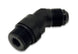 Vibrant black -10AN male to male 45-degree straight adapter fitting, anodized black finish, designed for high-performance hydraulic systems.
