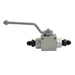 Nitrous Express remote shutoff valve with 6AN male inlet and outlet for nitrous oxide systems, durable metal construction.