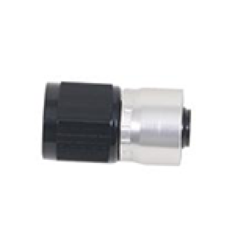 Fragola -6AN straight sport crimp hose end fitting, metal construction, with detailed threading for high-performance fluid connections.