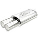 MagnaFlow stainless steel muffler with tip, 14x5x8 inches, featuring 2.25/3 inch inlet and outlet pipes for vehicle exhaust.