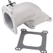 Edelbrock low profile intake elbow with 90mm throttle body to square-bore flange, in as-cast finish for performance engines.