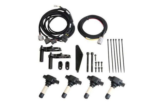 HKS Super Fire Racing Coil Pro for FD3S RX-7, high-performance stock replacement ignition coil with detailed wiring and branding visible