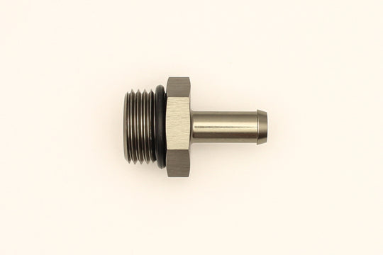 DeatschWerks 8AN ORB male to 5/16-inch male barb fitting with O-ring, automotive fuel line fitting for high-performance applications.