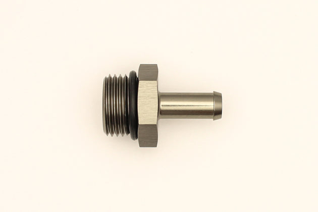 DeatschWerks 8AN ORB male to 5/16-inch male barb fitting with O-ring, automotive fuel line fitting for high-performance applications.
