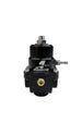Aeromotive adjustable fuel pressure regulator with .313 valve, 35-75 PSI, two 08 inlets, and 08 return, mounted on engine component.
