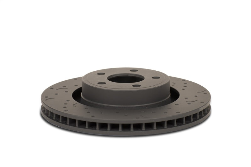 Hawk Performance drilled and slotted front brake rotor set for 2007 Cadillac Escalade, high-performance brake rotors with slot and drill design.