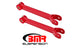 Red BMR Suspension 16-17 6th Gen Camaro non-adjustable polyurethane upper control arms, close-up view showing bushings and finish
