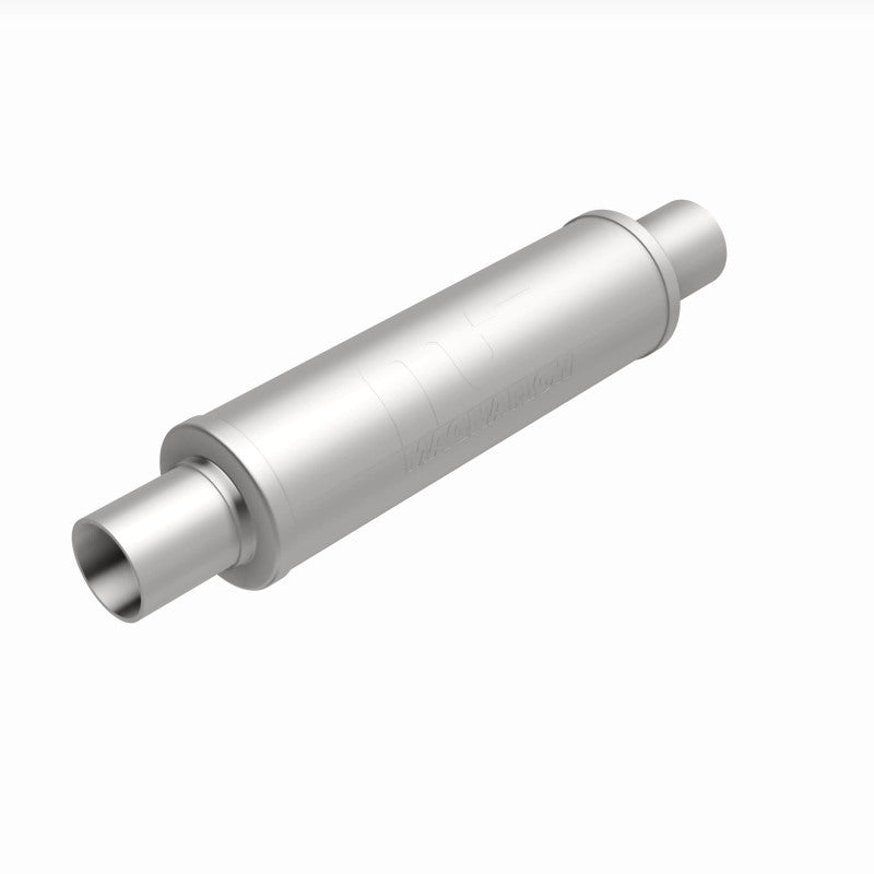 MagnaFlow Mag SS muffler with 14x4x4 inch dimensions and dual 2.25x2.25 inch inlet/outlet, stainless steel construction.