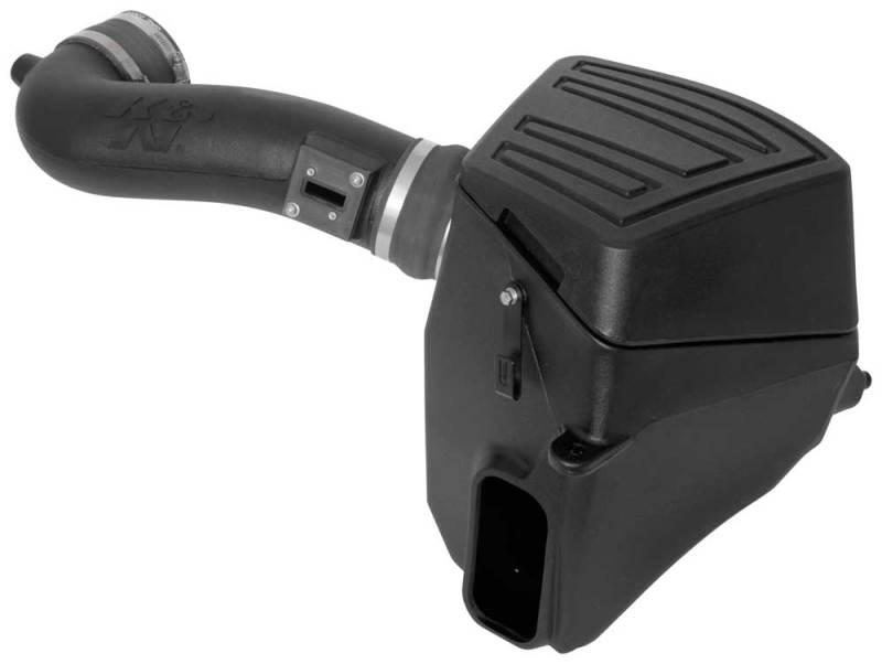 K&N Engineering cold air intake for 2019 Chevrolet and GMC 1500 V8-5.3/6.2L engine, showing the intake tube and filter.