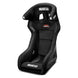 Black Sparco Circuit II race seat with carbon fiber accents, designed for high-performance automotive racing and comfort.