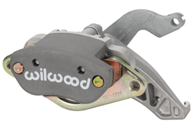 Wilwood R/H grey mechanical brake caliper with logo, 1.11-inch piston for .39-inch disc, performance automotive brake component