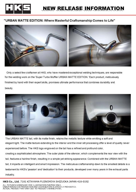 HKS catback exhaust system for Nissan Skyline GT-R E-BNR32 RB26DETT, Urban Matte Edition super turbo muffler, high-performance car upgrade