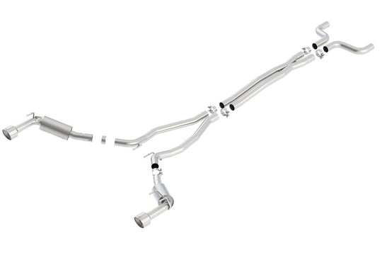 Borla catback exhaust for 2014-2015 Chevy Camaro SS 6.2L V8, featuring a single split rear exit S-Type design.