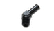 Vibrant aluminum 3/4 NPT to 3/4-inch barb straight fitting with 45-degree angle for plumbing and hydraulic connections.