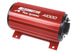Aeromotive A1000 fuel pump for EFI and carbureted applications, showing the compact metal pump with inlet and outlet fittings.