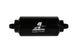 Aeromotive in-line fuel filter with AN-6 male fittings, 10 micron fabric element, black finish for automotive fuel systems.