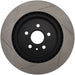 StopTech Power Slot rear left slotted brake rotor for 10 Camaro SS V8, showing the slotted surface and mounting holes.