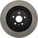 StopTech Power Slot rear left slotted brake rotor for 10 Camaro SS V8, showing the slotted surface and mounting holes.